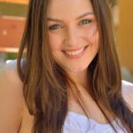Adorable brunette teen Brooke reveals her cute boobs and twat in public