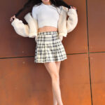 Charming brunette teen Camilla flashes in public before masturbating in a car