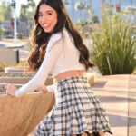 Charming brunette teen Camilla flashes in public before masturbating in a car