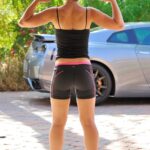 Fit babe with a small ass & tiny tits Veronika jogging while topless in public