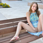Sweet teen Jeri slips a bunch of limes in her pussy in public