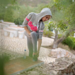 Tiny blonde teen Chloe works out in a hoodie & shows her small tits in public