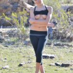 Amateur girlfriend Carlie strips her jogging outfit and poses nude outdoors