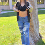 Girl next door type Allicia flashes in public during a solo show