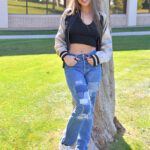 Girl next door type Allicia flashes in public during a solo show