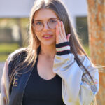 Girl next door type Allicia flashes in public during a solo show