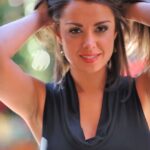 Shameless babe Paige flashing her big tits and shaved pussy in public
