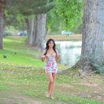 Babe amateur Eliana flaunts her cute boobs and round fat ass outdoors