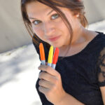 Blue eyed cutie Ariana rides a rubber toy and fills her twat with pencils