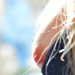 Brunette teen Carmen fucks herself with a banana in public before eating it