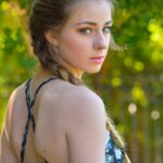Brunette teen Carmen fucks herself with a banana in public before eating it