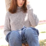 Adorable amateur Kirsten exposes her nice tits and hot ass in the park