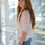 Cute teen Aveline reveals her asshole and pierced nipples in public transport