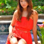 Naughty teen girl Melody-IV flashes her shaved pussy and ass in public