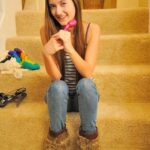 Petite babe Claire toys with a vibrator & stuffs beads into her tight anus