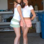 Amateur babes Kim and Nikki undress and flaunt their asses together