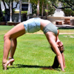 Big boobed amateur babe Scarlett strips naked in public while doing exercises