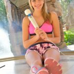 Blonde stunner Kenna strips naked in public before toying herself at home