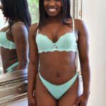 Cute ebony babe Tessa stripping and masturbating in front of the mirror