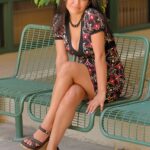 Adorable American babe Marta exposes her juicy tits & her curvy ass in public