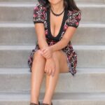 Adorable American babe Marta exposes her juicy tits & her curvy ass in public