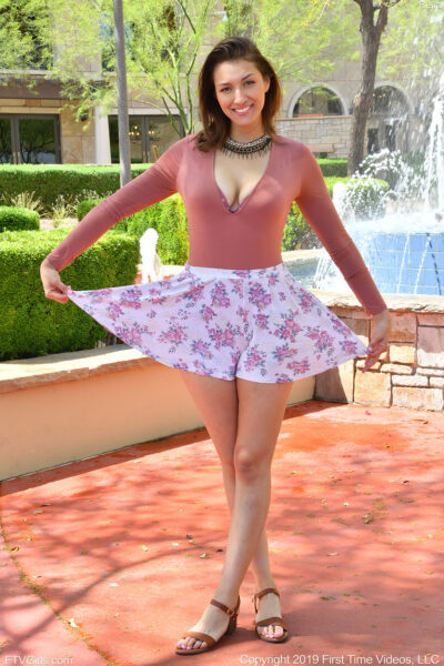 Amateur girl Bella shows bare legs in public with tits and twat to follow Image #4