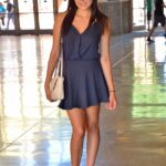 Hot babe Leanna spreads her shaved long labia & flashes her nipples in public