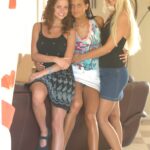 Naughty lesbian girlfriends Clara, Lucie and Zia strip naked and French kiss