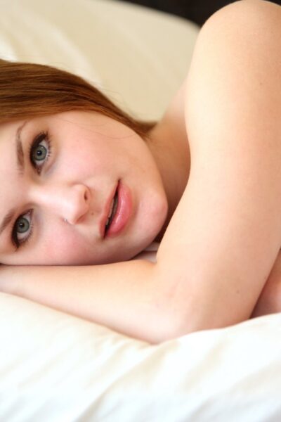 Sexy babe Danielle plays with her big tits & spreads yummy twat & on her bed Image #15