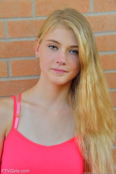 Slim blonde teen Hannah exposes her shaved cunt and ass in public Image #18