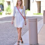 Blonde Lauren strips her dress & teases with her ass with tan lines in public