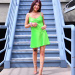 Glamorous beauty Alice poses pantyless in public & masturbates at home