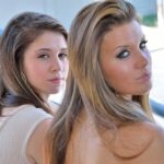 Brunette teens Hazel and Kelsey show their asses and amazing boobs outdoors