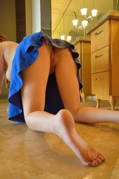 Charming teenage minx strips down and finger-fucks her tight cunt Image #11