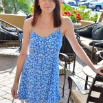 Pretty teen Lexi exposes her beautiful breasts & her bald cunt in public