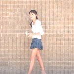Sexy babe in short skirt Leilani reveals her hot boobs and pussy in public
