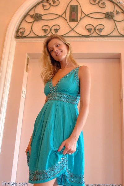 Glamorous babe in a sexy dress Carli flashing an arousing upskirt in public Image #19