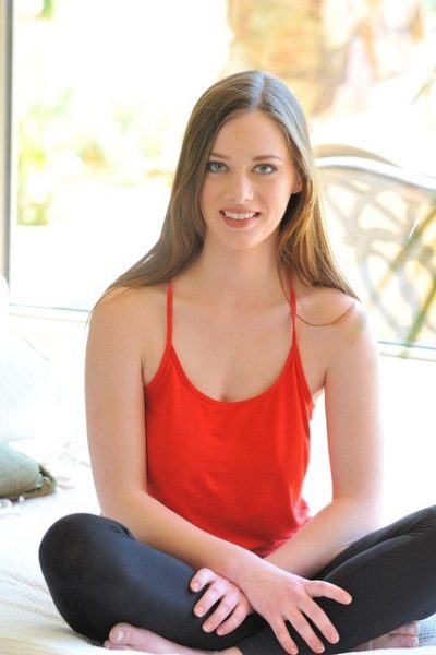 Hot teen girl slowly gets naked while doing her yoga thing Image #1