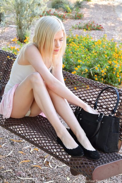 Skinny amateur babe Jocelyn flashes her panties and rubs her clit in public Image #15