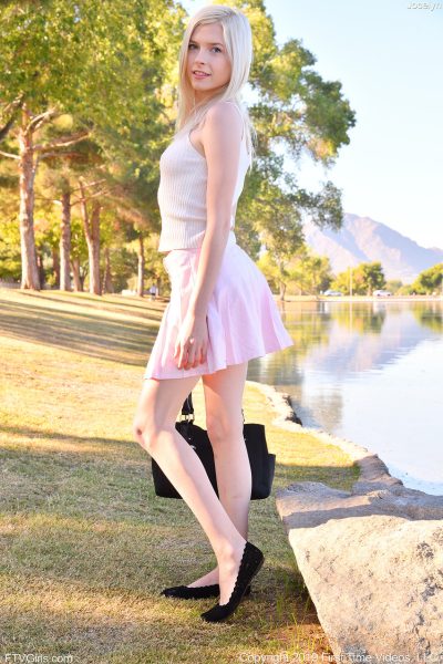 Skinny amateur babe Jocelyn flashes her panties and rubs her clit in public Image #5