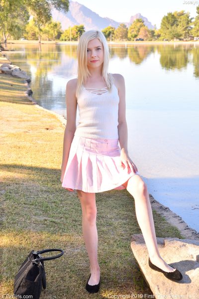 skinny amateur babe jocelyn flashes her panties and rubs her clit in public