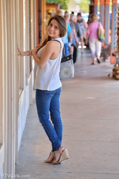 Stacey giving vagina gaping closeups & flashing sexy tits & hot ass in public Image #2