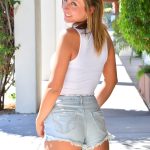 Adorable amateur babe Macy shows her hot butt and small tits in public