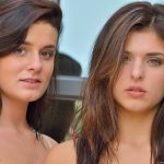Hot lesbian girls flash hot ass on the street and have a kiss and pet session