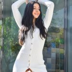 Dark-haired amateur April flashes in public with no panties on