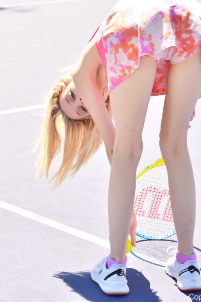 Cute tennis player Marie stripping and showing her bald pussy in public Cute tennis player Marie stripping and showing her bald pussy in public Image #4