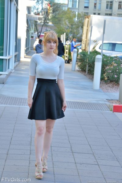 Naughty babe Alyssa undresses in public to show her beautiful tits & bald cunt Naughty babe Alyssa undresses in public to show her beautiful tits & bald cunt Image #5