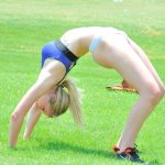 Wild teen girl removes her clothes as she jogs and ends up naked at the park