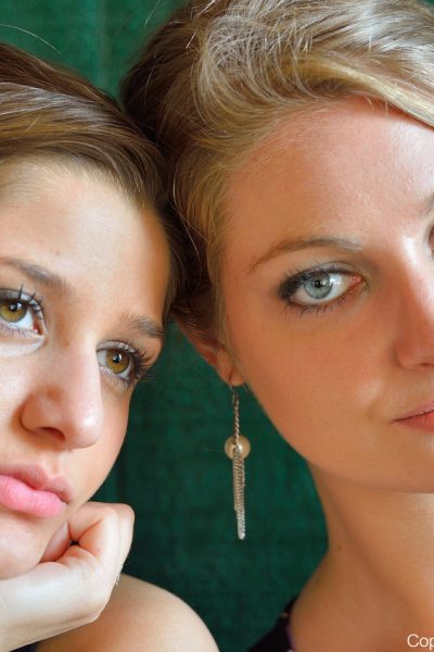 Sexy lesbians Nicole & Veronica kiss while teasing in short dresses in public Image #21